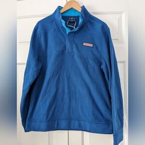 Vineyard Vines Blue Fleece Quarter Snap Pullover Size L